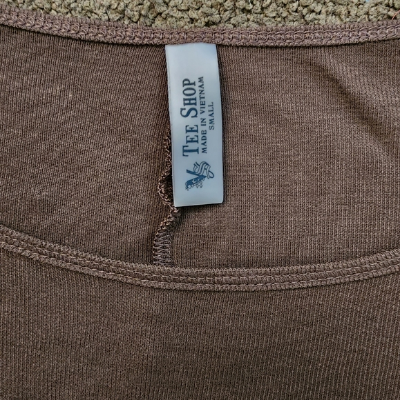 Brown Off-The-Shoulder Relaxed Tee, Women's S - Picture 3 of 12